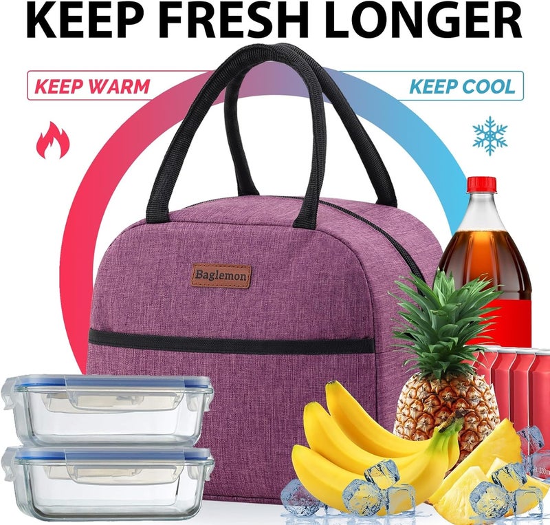 Baglemon Insulated Lunch Bag for Women Men, Lunch Containers Reusable High Capacity Lunch Tote Bags for Work Picnic - Image 4